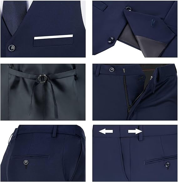 Men's Suit Slim Fit 2 Pieces Suits Set Grooms Tuxedos Business Wedding Prom Party Suit Vest and Pants