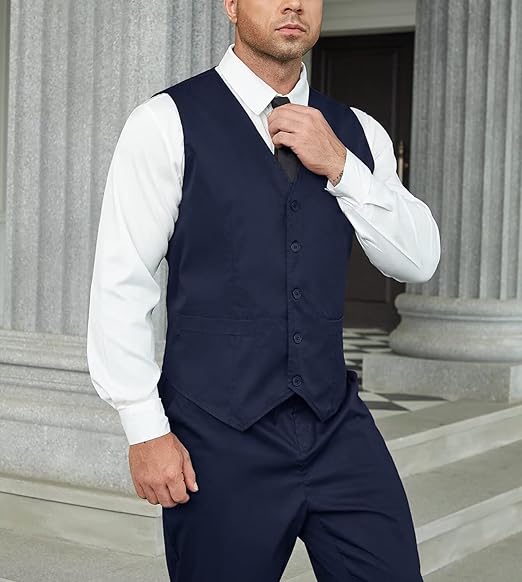 Men's Suit Slim Fit 2 Pieces Suits Set Grooms Tuxedos Business Wedding Prom Party Suit Vest and Pants