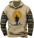 domirica Mens Aztec Cowboy Western Outfits Oversized Tribal Pullover Hoodie Ethnic Graphic Drawstring Hooded Sweatshirt