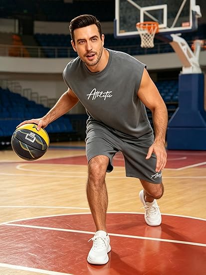 Lexiart Mens Sleeveless Muscle Tee & Short Sets Oversize Lightweight Gym Workout Sports 2 Piece Sweatsuit Summer Beach Casual
